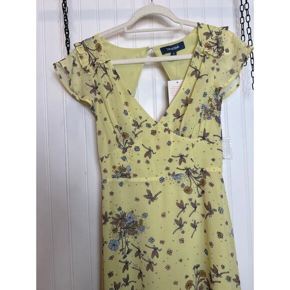 NWT Modcloth You're Flowing Places Maxi Dress Yellow Multi Cut Out Long Size 0 - Picture 4 of 8